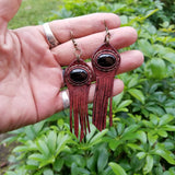 Boho Leather Earing with Onyx Setting (4431601205302)