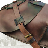 Handcrafted Unique Large Genuine Leather Backpack with Clutch Plate Design _ Gift Rustic Brown Travel Bag - Biker's Bag