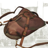 Handcrafted Unique Large Genuine Leather Backpack with Clutch Plate Design _ Gift Rustic Brown Travel Bag - Biker's Bag