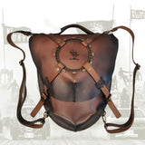 Handcrafted Unique Large Genuine Leather Backpack with Clutch Plate Design _ Gift Rustic Brown Travel Bag - Biker's Bag