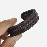 Plain Handcrafted Brown Genuine Vegetal Leather Adjustable Bracelet-Unique Unisex Gift Fashion jewelry Cuff