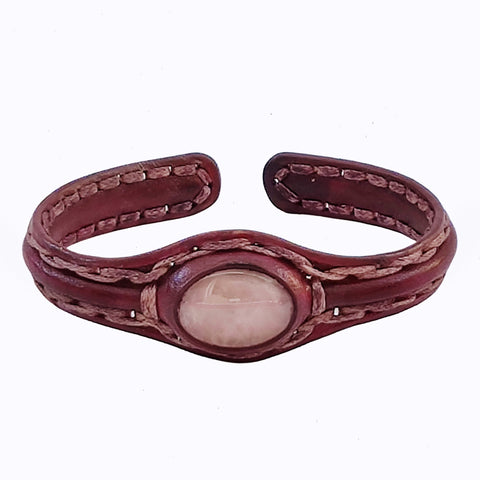 Boho Handcrafted Genuine Leather Bracelet with White Agate Stone - Fashion Jewelry with Natural Stone Bracelet