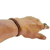 Boho Handcrafted Genuine Vegetal Leather Bracelet with Adjustable Copper Insert-Unisex  Gift Leather Fashion Jewelry-Cuff