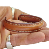 Boho Handcrafted Genuine Vegetal Leather Bracelet with Adjustable Copper Insert-Unisex  Gift Leather Fashion Jewelry-Cuff
