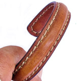 Boho Handcrafted Genuine Vegetal Leather Bracelet with Adjustable Copper Insert-Unisex  Gift Leather Fashion Jewelry-Cuff