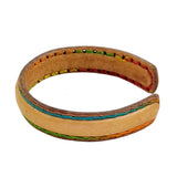 Boho Handcrafted Genuine Vegetal Leather Bracelet with Adjustable Copper Insert-Gift Unisex Leather Fashion Jewelry Cuff