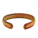 Boho Handcrafted Genuine Vegetal Leather Bracelet with Adjustable Copper Insert-Gift Unisex Leather Fashion Jewelry Cuff