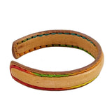 Boho Handcrafted Genuine Vegetal Leather Bracelet with Adjustable Copper Insert-Gift Unisex Leather Fashion Jewelry Cuff