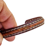 Boho Handcrafted Genuine Vegetal Leather Bracelet with Adjustable Copper Insert-Gift Unisex Leather Fashion Jewelry Cuff