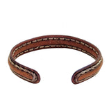 Boho Handcrafted Genuine Vegetal Leather Bracelet with Adjustable Copper Insert-Gift Unisex Leather Fashion Jewelry Cuff