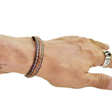 Boho Handcrafted Genuine Vegetal Leather Bracelet with Adjustable Copper Insert-Gift Unisex Leather Fashion Jewelry Cuff