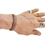 Boho Handcrafted Genuine Vegetal Leather Bracelet with Adjustable Copper Insert-Gift Unisex Leather Fashion Jewelry Cuff