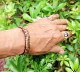 Boho Handcrafted Genuine Vegetal Leather Bracelet with Adjustable Copper Insert-Gift Unisex Leather Fashion Jewelry Cuff