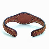 Handcrafted Genuine Brown Leather Bracelet with Green Moss Agate Stone-Unisex Gift Fashion Jewelry Cuff