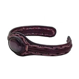 Handcrafted Genuine Leather Bracelet with Purple Cat Eye Stone-Gift Unisex Fashion leather Bracelet Cuff