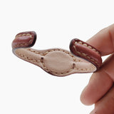 Handcrafted Genuine Brown Vegetal Leather Bracelet with Green Moss Agate Stone Setting-Unisex Gift-Unique Fashion Jewelry Cuff