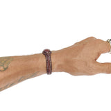 Boho Handcrafted Genuine Vegetal Leather Bracelet with Red Agate Stone-Unisex Gift Fashion Jewelry Cuff