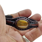 Boho Handcrafted Genuine Vegetal Leather Bracelet with Tiger Eye Stone-Unisex Gift Fashion Jewelry with Natural Stone