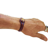 Boho Handcrafted Genuine Vegetal Leather Bracelet with Tiger Eye Stone-Unisex Gift Fashion Jewelry with Natural Stone