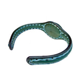 Boho Handcrafted Genuine Green Leather Bracelet with Yellow Agate Stone-Unisex Gift Fashion Jewelry Bracelet Cuff