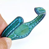 Boho Handcrafted Genuine Green Leather Bracelet with Yellow Agate Stone-Unisex Gift Fashion Jewelry Bracelet Cuff