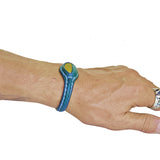 Boho Handcrafted Genuine Green Leather Bracelet with Yellow Agate Stone-Unisex Gift Fashion Jewelry Bracelet Cuff