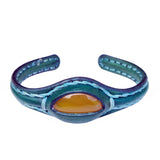 Boho Handcrafted Genuine Green Leather Bracelet with Yellow Agate Stone-Unisex Gift Fashion Jewelry Bracelet Cuff