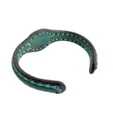 Handcrafted Genuine Green Leather Bracelet with Black Agate Stone-Gift Fashion Women's Jewelry Cuff
