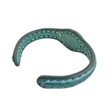 Handcrafted Genuine Green Leather Bracelet with Black Agate Stone-Gift Fashion Women's Jewelry Cuff