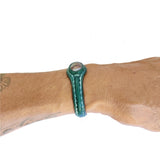 Handcrafted Genuine Green Leather Bracelet with Black Agate Stone-Gift Fashion Women's Jewelry Cuff