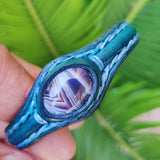 Handcrafted Genuine Green Leather Bracelet with Black Agate Stone-Gift Fashion Women's Jewelry Cuff