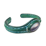 Handcrafted Genuine Leather Bracelet with Black Agate Stone-Unisex Gift Fashion Jewelry with Natural Stone Bracelet Cuff