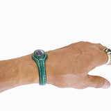 Handcrafted Genuine Leather Bracelet with Black Agate Stone-Unisex Gift Fashion Jewelry with Natural Stone Bracelet Cuff