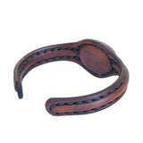 Handcrafted Genuine Leather Bracelet with Amber Agate Stone-Unisex Gift Fashion Jewelry Natural Stone Cuff