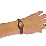 Handcrafted Genuine Leather Bracelet with Amber Agate Stone-Unisex Gift Fashion Jewelry Natural Stone Cuff