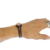 Handcrafted Genuine Leather Bracelet with Amber Agate Stone-Unisex Gift Fashion Jewelry Natural Stone Cuff