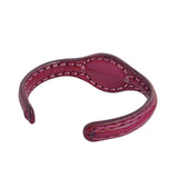 Handcrafted Genuine Vegetal Leather Bracelet with White Cat Eye Stone Setting-Unisex Gif Fashion Jewelry Cuff