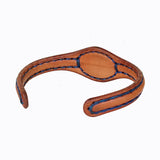 Handcrafted Genuine Vegetal Brown Leather Bracelet with Gray Agate Stone Setting-Unisex Gift Fashion Jewelry Cuff