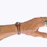 Handcrafted Genuine Vegetal Brown Leather Bracelet with Gray Agate Stone Setting-Unisex Gift Fashion Jewelry Cuff