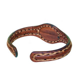 Handcrafted Genuine Vegetal Leather Bracelet with Brown Agate Stone Setting-Unisex Gift Fashion Jewelry Cuff