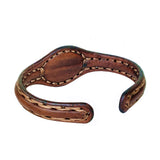 Handcrafted Genuine Vegetal Leather Bracelet with Brown Agate Stone Setting-Unisex Gift Fashion Jewelry Cuff