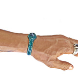 Handcrafted Genuine Leather Bracelet with Black Agate Stone -Gift Fashion Unisex Jewelry Bracelet Cuff