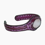 Boho Handcrafted Genuine Maroon Leather Bracelet with White Agate Stone Setting-Life Style Unisex Gift Fashion Jewelry Bangle-Cuff