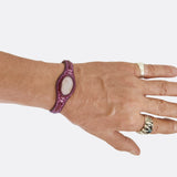 Boho Handcrafted Genuine Maroon Leather Bracelet with White Agate Stone Setting-Life Style Unisex Gift Fashion Jewelry Bangle-Cuff