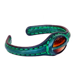 Handcrafted Genuine Leather Bracelet with Tiger Eye Stone -Unisex Gift Fashion Jewelry with Natural Stone Cuff