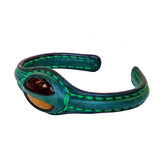 Handcrafted Genuine Leather Bracelet with Tiger Eye Stone -Unisex Gift Fashion Jewelry with Natural Stone Cuff