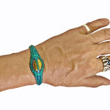 Handcrafted Genuine Leather Bracelet with Tiger Eye Stone -Unisex Gift Fashion Jewelry with Natural Stone Cuff