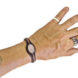 Boho Handcrafted Genuine Brown Leather Bracelet with White Agate Stone Setting-Unisex Gift Fashion Jewelry