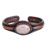 Boho Handcrafted Genuine Brown Leather Bracelet with White Agate Stone Setting-Unisex Gift Fashion Jewelry