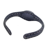 Handcrafted Genuine Black Vegetal Leather Bracelet with Firuze Stone Setting-Unisex Gift Fashion Jewelry Cuff